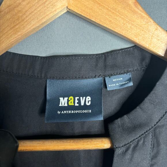 Anthropologie Maeve Poplin Pintuck Blouse Black Size M - Picture 7 of 7